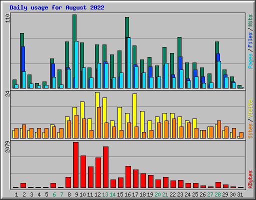 Daily usage for August 2022
